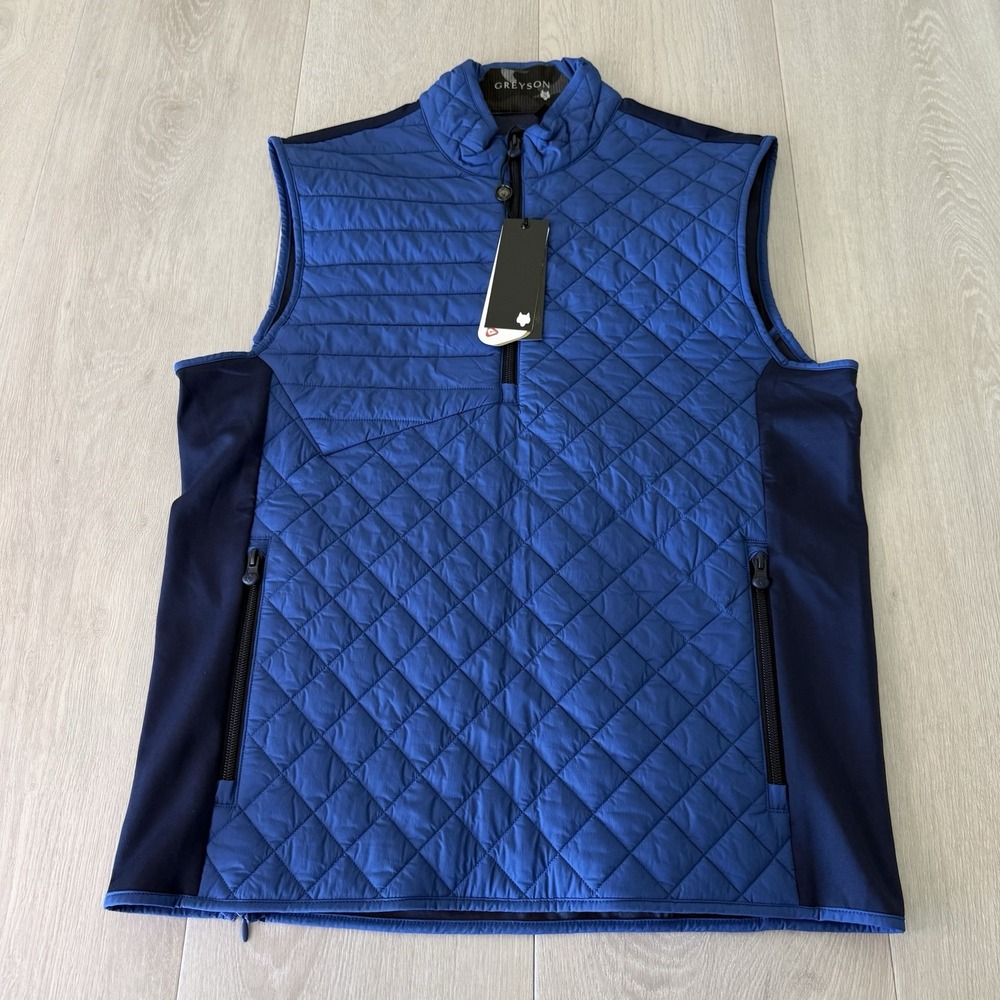 Greyson Golf Yukon Half Zip Hybrid Vest Mongoose Blue Men's Size S Small NEW